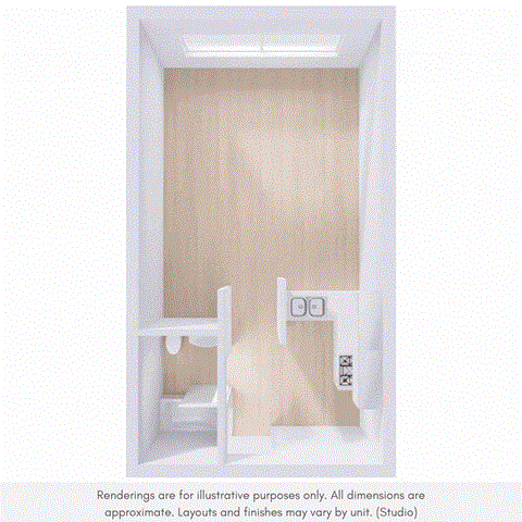 Floor plan for studio, 1 bath, 550 sqft